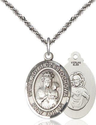 Sterling Silver Our Lady of Czestochowa Medal Catholic Jewelry