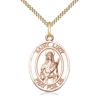 14kt Gold Filled Saint Lucy Medal Catholic Jewelry Engraved Catholic Saint Jewelry