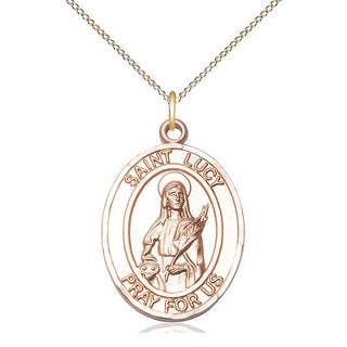 14kt Gold Filled Saint Lucy Medal Catholic Jewelry Engraved Catholic Saint Jewelry