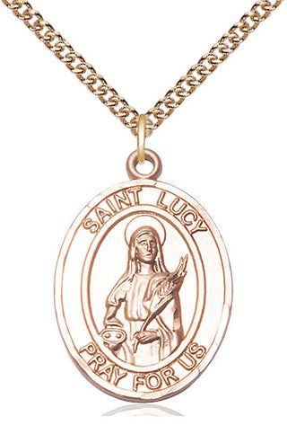 14kt Gold Filled Saint Lucy Medal Catholic Jewelry Engraved Catholic Saint Jewelry