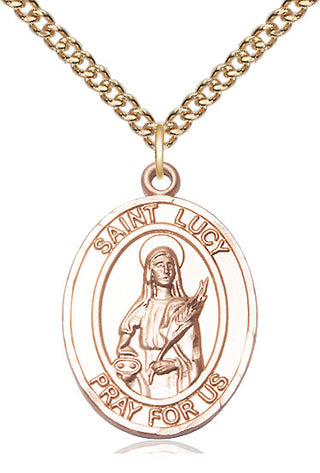 14kt Gold Filled Saint Lucy Medal Catholic Jewelry Engraved Catholic Saint Jewelry