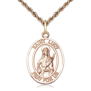 14kt Gold Saint Lucy Medal Engraved Catholic Saint Jewelry