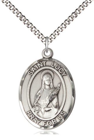 Pewter Saint Lucy Medal Catholic Jewelry Engraved Catholic Saint Jewelry