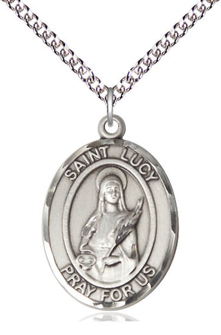 Sterling Silver Saint Lucy Medal Catholic Jewelry Engraved Catholic Saint Jewelry