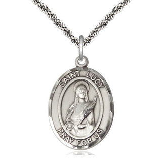 Sterling Silver Saint Lucy Medal Catholic Jewelry Engraved Catholic Saint Jewelry