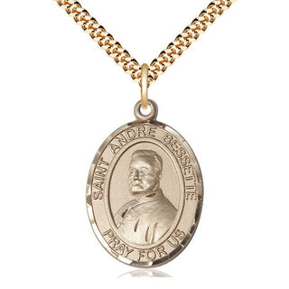 14kt Gold Filled Saint Andre Bessette Medal Catholic Jewelry Engraved Catholic Saint Jewelry