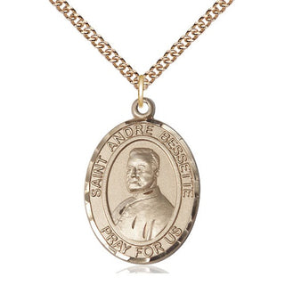 14kt Gold Filled Saint Andre Bessette Medal Catholic Jewelry Engraved Catholic Saint Jewelry