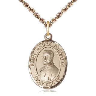 14kt Gold Filled Saint Andre Bessette Medal Catholic Jewelry Engraved Catholic Saint Jewelry