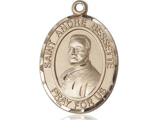 14kt Gold Saint Andre Bessette Medal Engraved Catholic Saint Jewelry
