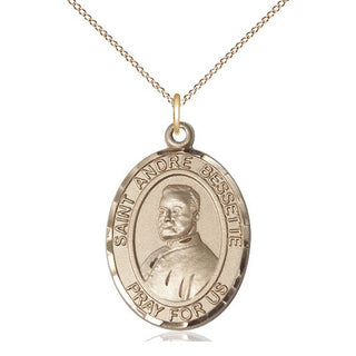 14kt Gold Saint Andre Bessette Medal Engraved Catholic Saint Jewelry