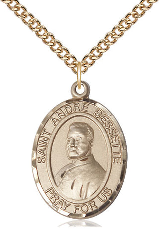 14kt Gold Saint Andre Bessette Medal Engraved Catholic Saint Jewelry