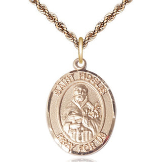 14kt Gold Saint Fidelis Medal Engraved Catholic Saint Jewelry