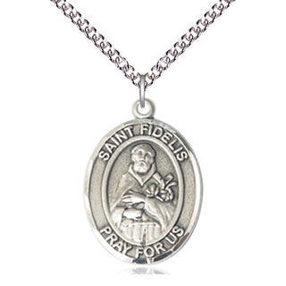 Sterling Silver Saint Fidelis Medal Catholic Jewelry Engraved Catholic Saint Jewelry