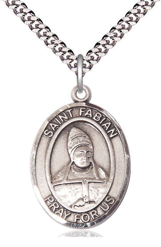 Sterling Silver Saint Fabian Medal Catholic Jewelry Engraved Catholic Saint Jewelry