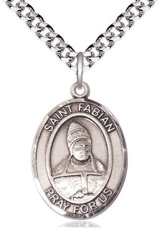 Sterling Silver Saint Fabian Medal Catholic Jewelry Engraved Catholic Saint Jewelry