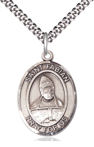 Sterling Silver Saint Fabian Medal Catholic Jewelry Engraved Catholic Saint Jewelry