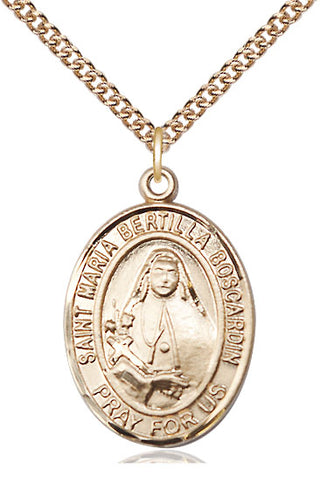 14kt Gold Filled Saint Maria Bertilla Boscardin Medal Catholic Jewelry Engraved Catholic Saint Jewelry