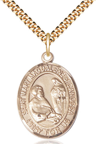 14kt Gold Filled Saint Mary Magdalene of Canossa Medal Catholic Jewelry Engraved Catholic Saint Jewelry