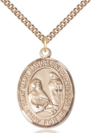 14kt Gold Filled Saint Mary Magdalene of Canossa Medal Catholic Jewelry Engraved Catholic Saint Jewelry