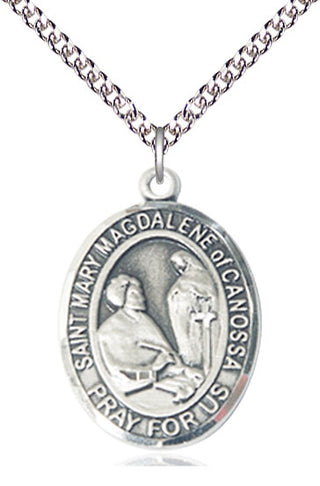 Sterling Silver Saint Mary Magdalene of Canossa Medal Catholic Jewelry Engraved Catholic Saint Jewelry