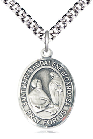 Sterling Silver Saint Mary Magdalene of Canossa Medal Catholic Jewelry Engraved Catholic Saint Jewelry