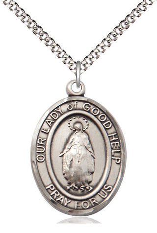 Pewter Our Lady Of Good Help Medal Catholic Jewelry Engraved Catholic Saint Jewelry