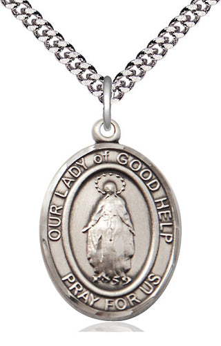 Pewter Our Lady Of Good Help Medal Catholic Jewelry Engraved Catholic Saint Jewelry