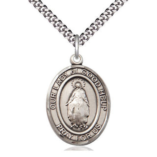 Sterling Silver Our Lady Of Good Help Medal Catholic Jewelry Engraved Catholic Saint Jewelry