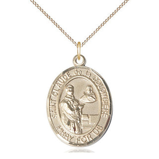 14kt Gold Filled Saint Claude de la Colombiere Medal Catholic Jewelry Engraved Catholic Saint Jewelry
