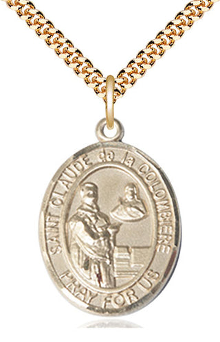 14kt Gold Filled Saint Claude de la Colombiere Medal Catholic Jewelry Engraved Catholic Saint Jewelry