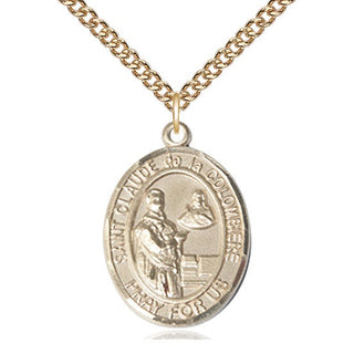 14kt Gold Saint Claude de la Colombiere Medal Engraved Catholic Saint Jewelry