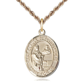 14kt Gold Saint Claude de la Colombiere Medal Engraved Catholic Saint Jewelry