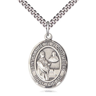 Pewter Saint Claude de la Colombiere Medal Catholic Jewelry Engraved Catholic Saint Jewelry