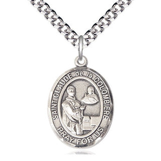 Pewter Saint Claude de la Colombiere Medal Catholic Jewelry Engraved Catholic Saint Jewelry