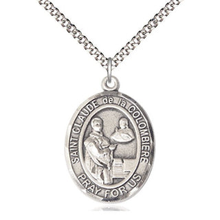 Pewter Saint Claude de la Colombiere Medal Catholic Jewelry Engraved Catholic Saint Jewelry