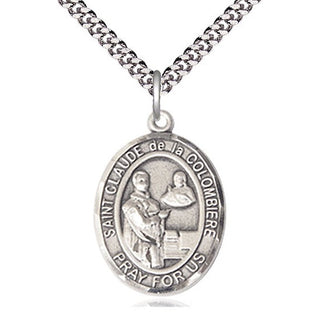 Pewter Saint Claude de la Colombiere Medal Catholic Jewelry Engraved Catholic Saint Jewelry