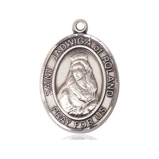Pewter Saint Jadwiga of Poland Medal Engraved Catholic Saint Jewelry