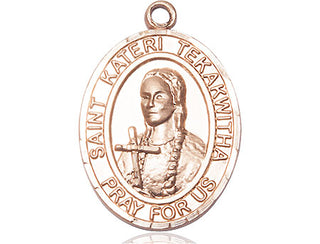 14kt Gold Filled Saint Kateri Tekakwitha Medal Engraved Catholic Saint Jewelry