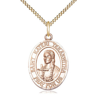 14kt Gold Filled Saint Kateri Tekakwitha Medal Catholic Jewelry Engraved Catholic Saint Jewelry