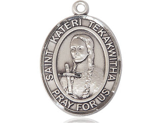Pewter Saint Kateri Tekakwitha Medal Engraved Catholic Saint Jewelry