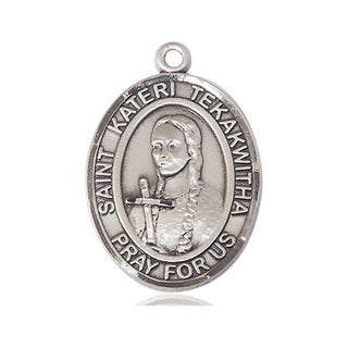 Sterling Silver Saint Kateri Tekakwitha Medal Catholic Jewelry Engraved Catholic Saint Jewelry