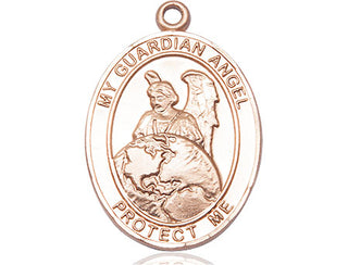 14kt Gold Filled Guardian Angel Protector Medal Engraved Catholic Saint Jewelry