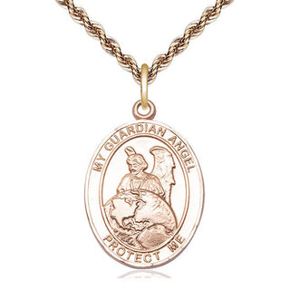 14kt Gold Filled Guardian Angel Protector Medal Catholic Jewelry Engraved Catholic Saint Jewelry