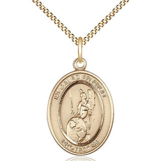 14kt Gold Filled Guardian Angel of the World Medal Catholic Jewelry Engraved Catholic Saint Jewelry