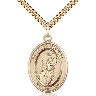 14kt Gold Filled Guardian Angel of the World Medal Catholic Jewelry Engraved Catholic Saint Jewelry