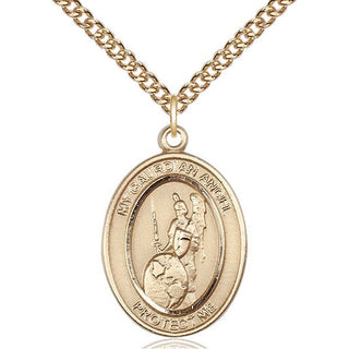 14kt Gold Filled Guardian Angel of the World Medal Catholic Jewelry Engraved Catholic Saint Jewelry