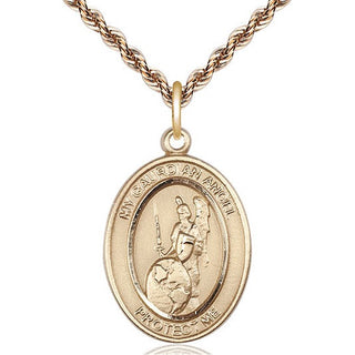 14kt Gold Filled Guardian Angel of the World Medal Catholic Jewelry Engraved Catholic Saint Jewelry