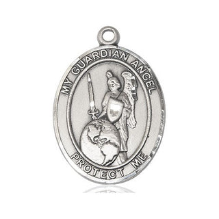 Pewter Guardian Angel of the World Medal Engraved Catholic Saint Jewelry