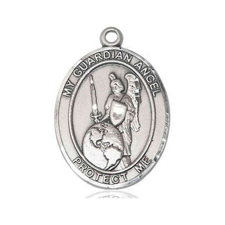 Sterling Silver Guardian Angel of the World Medal Engraved Catholic Saint Jewelry
