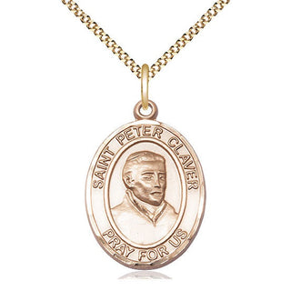14kt Gold Filled Saint Peter Claver Medal Catholic Jewelry Engraved Catholic Saint Jewelry